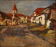 Jindrich Prucha Village Green oil painting on canvas